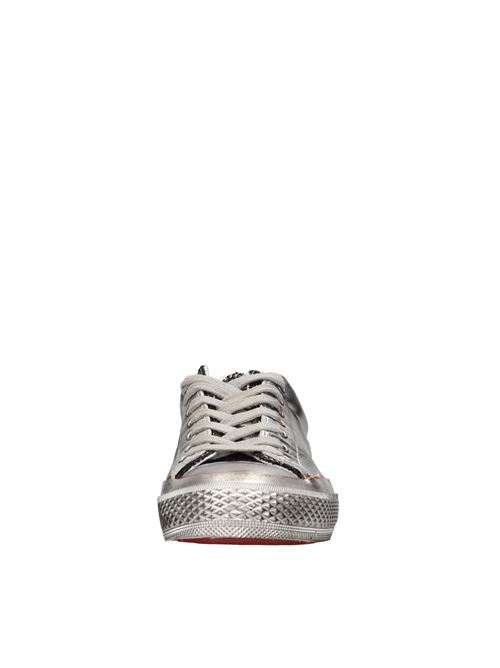 Vintage effect leather sneakers, with glitter fabric inserts HIDNANDER | STARLESSS LOW HB2WS600 125ARGENTO-NERO